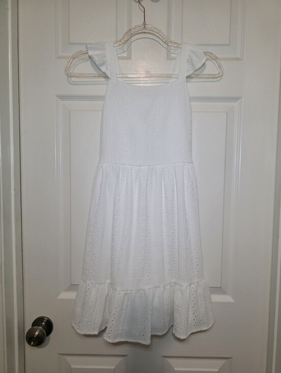 The Children's Place Other - The Childrens Place White Eyelet Cutout Dress Size 10/12 L Ruffle Preppy Minimal